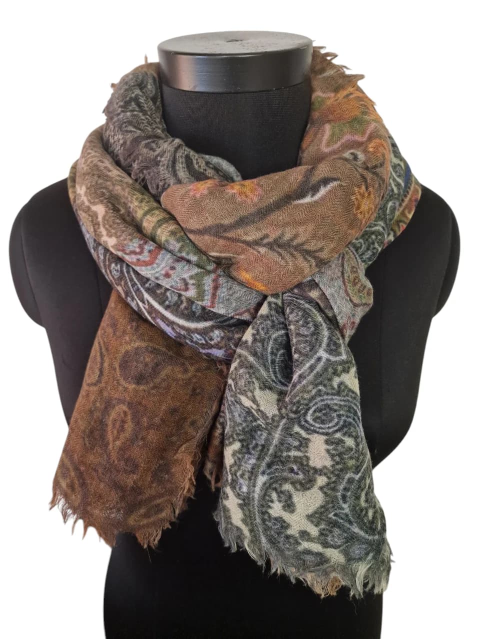 LARGE SHAWL IN AUTUMN COLORS IN PURE WOOL