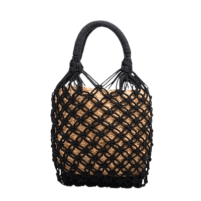 JASMINE COTTON CROCHET AND JUTE BUCKET BAG MINT
