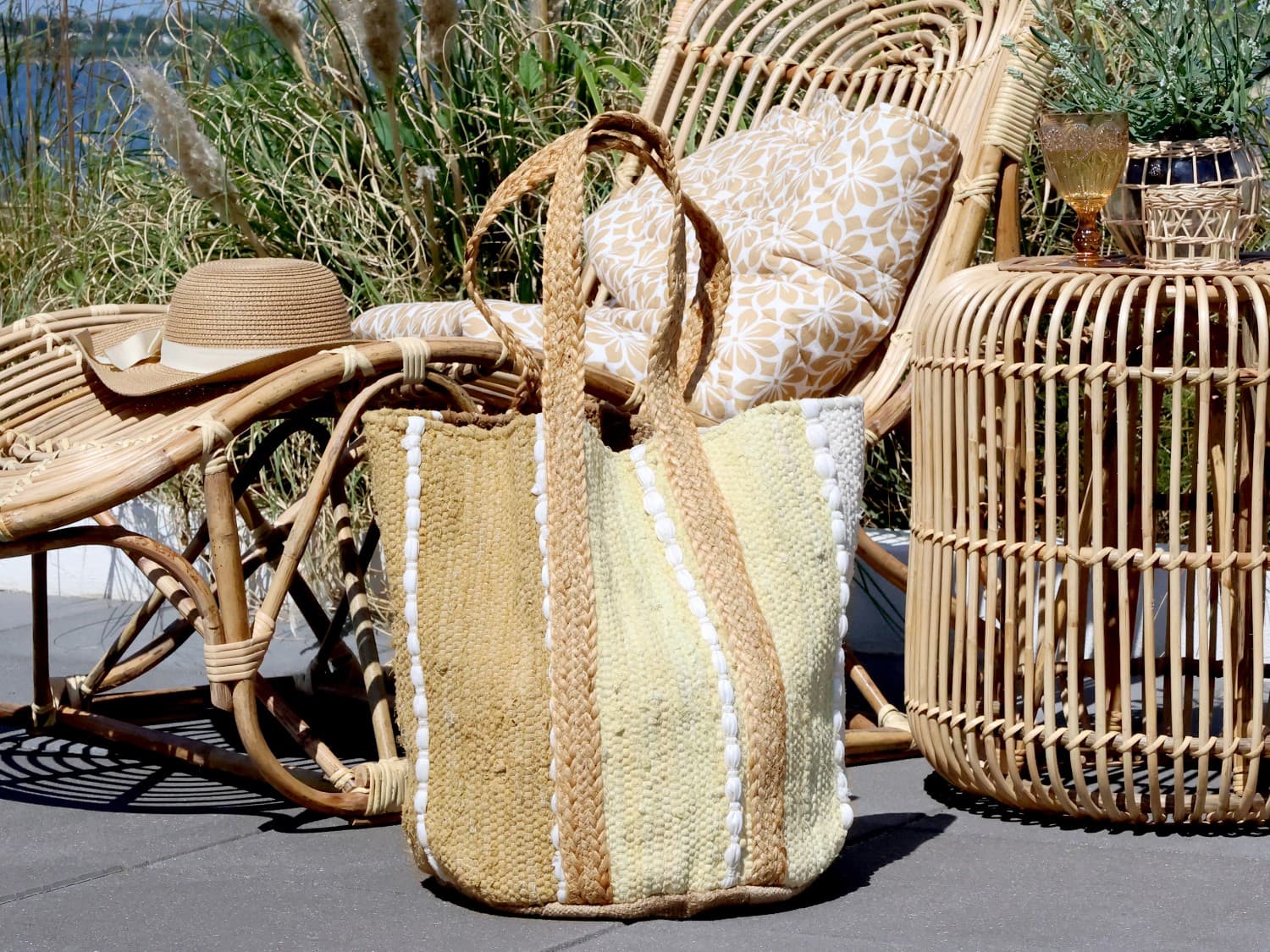 BEACH BAG MADE FROM RECYCLED YARN MELON