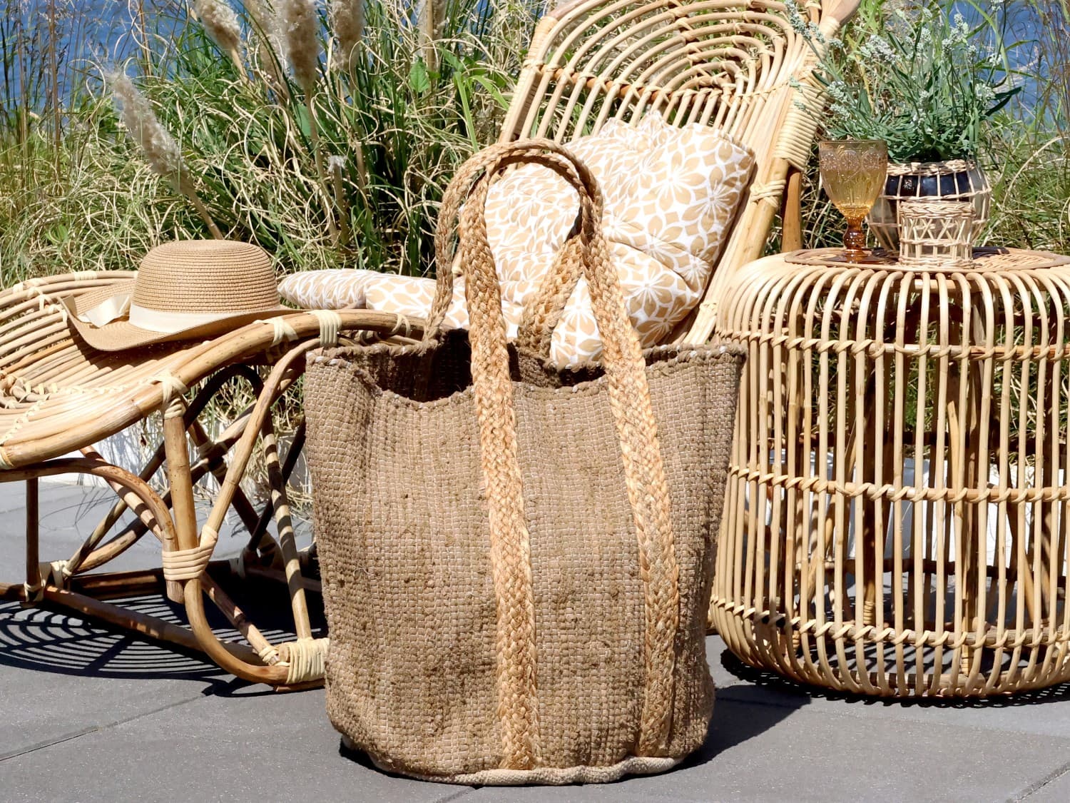 BEACH BAG MADE FROM RECYCLED YARN NATURAL