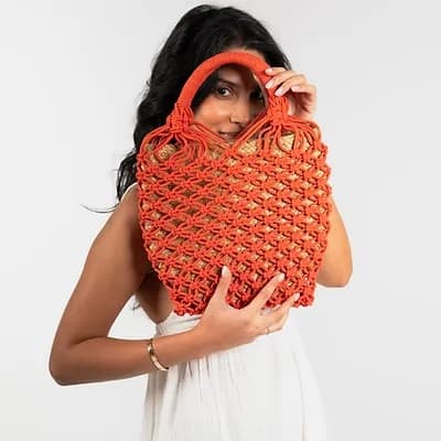 JASMINE COTTON CROCHET AND JUTE BUCKET BAG MINT