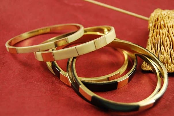 BRONZE AND BONE BANGLE SET