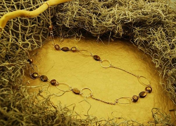 BEADED LINK NECKLACE GOLD