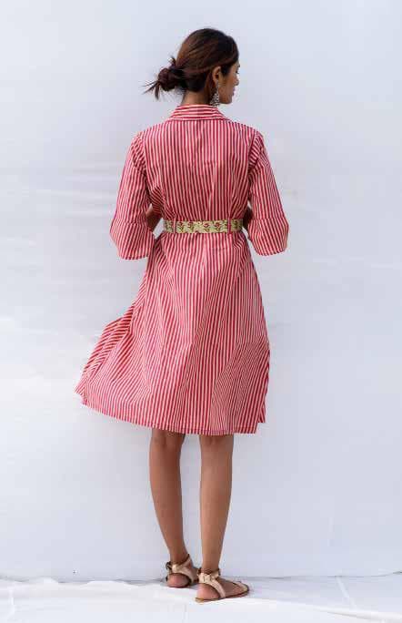 Folded Sleeves With Fancy Tie Belt.
