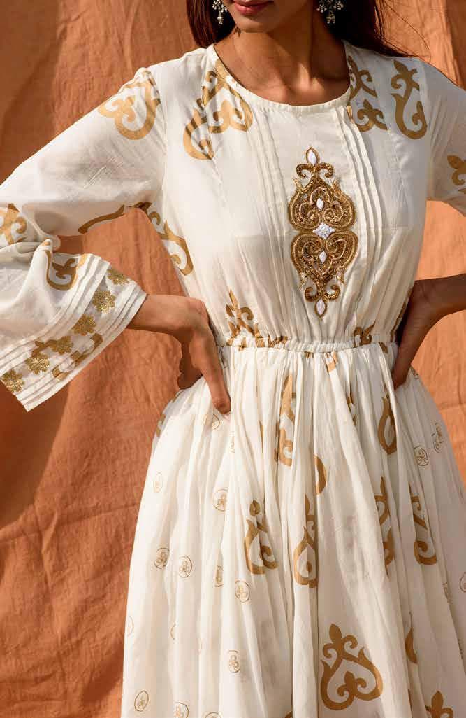 Ethnic Motif Printed Flared Hem Dress