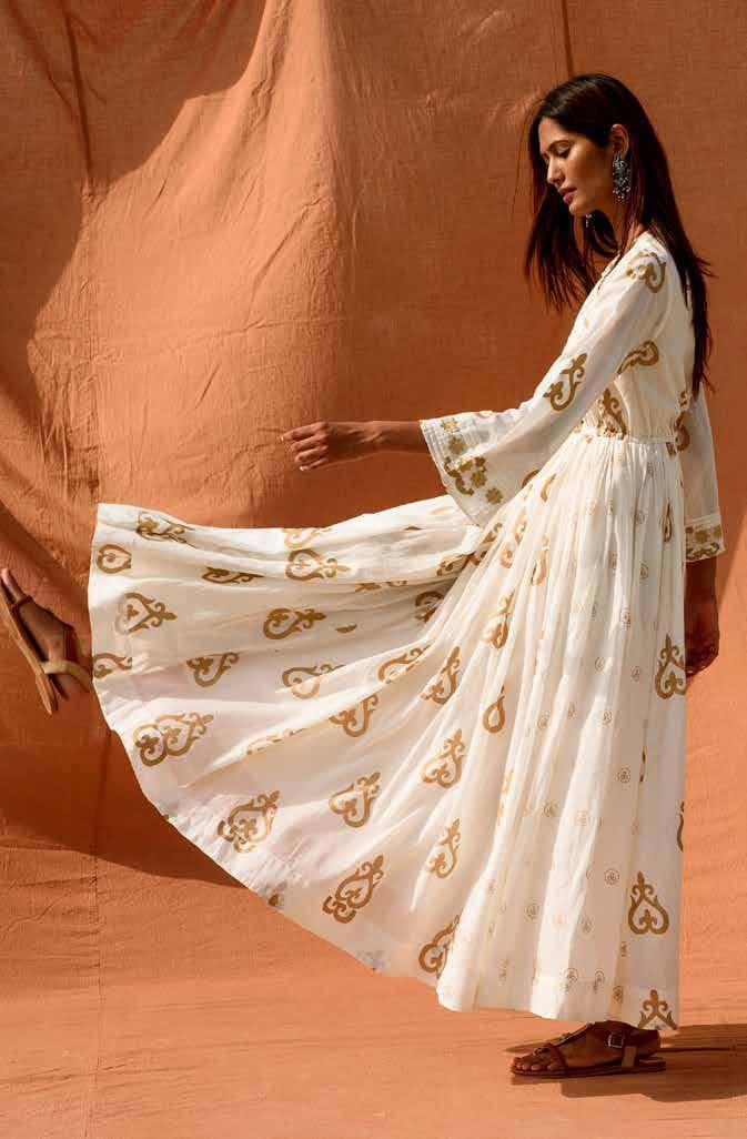Ethnic Motif Printed Flared Hem Dress