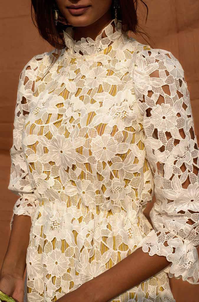 Scalloped Sleeves And Hem Dress.