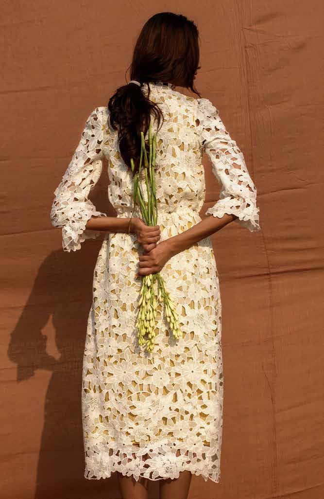 Scalloped Sleeves And Hem Dress.