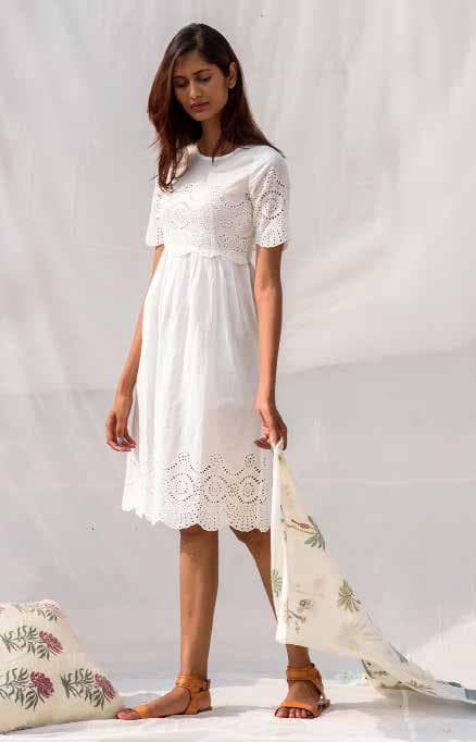 Lace Patch Design Casual Printed Dress.