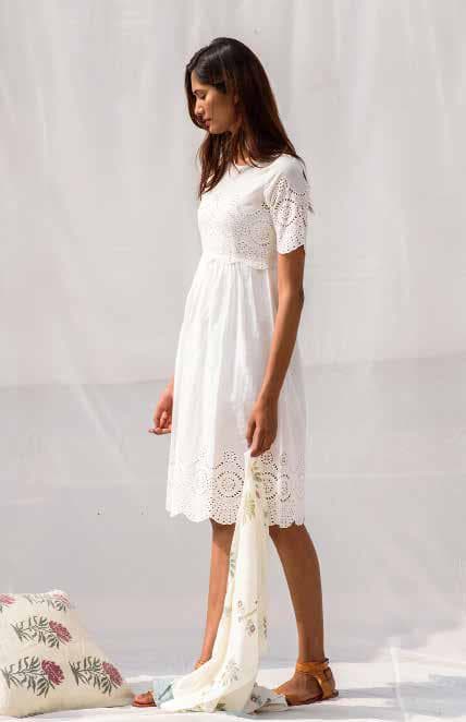 Lace Patch Design Casual Printed Dress.