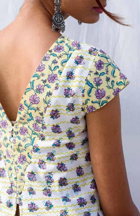 Cap Sleeves Prints Co-ordinated Short Top.