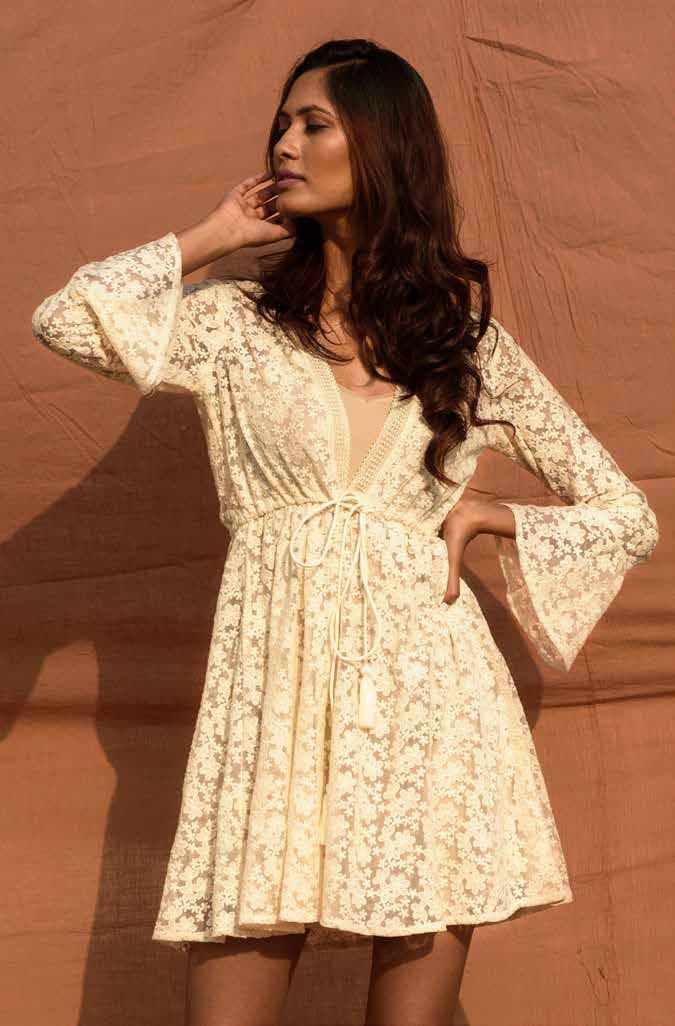 Bell Sleeves Short Dress.