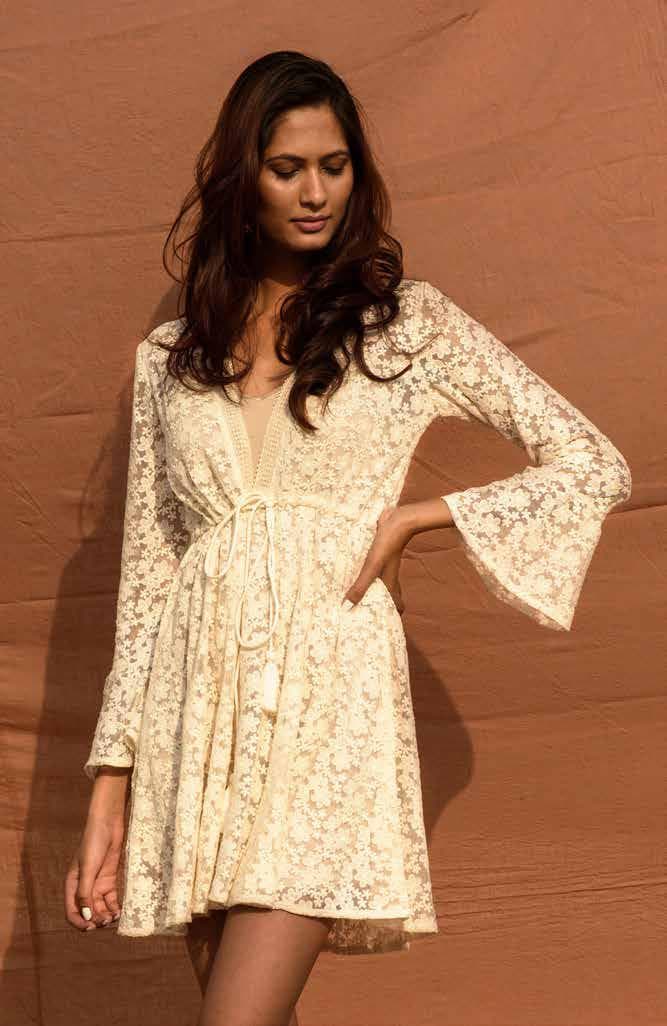 Bell Sleeves Short Dress.