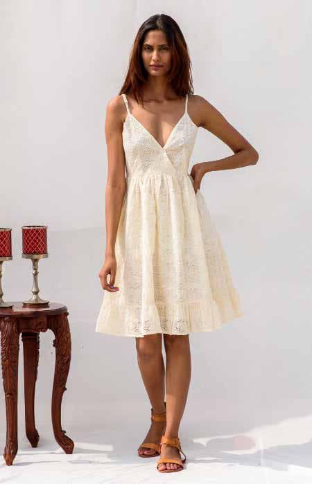 Casual All over Embroidered Sleeveless Dress.