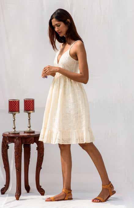 Casual All over Embroidered Sleeveless Dress.