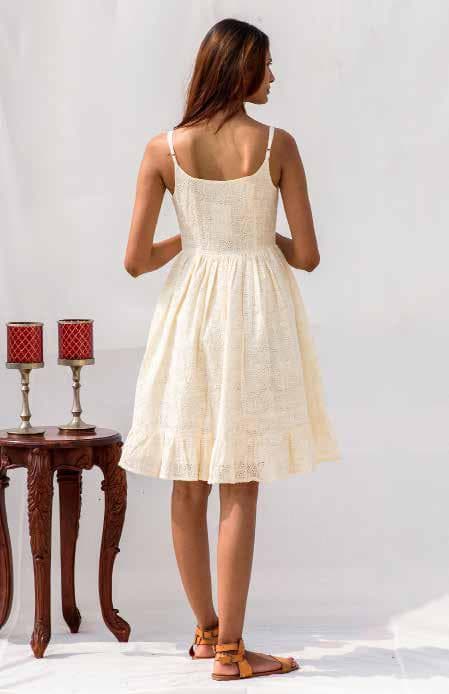 Casual All over Embroidered Sleeveless Dress.