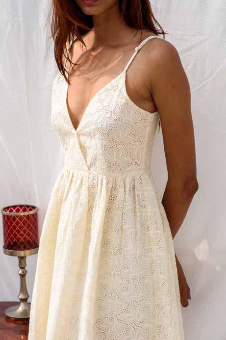 Casual All over Embroidered Sleeveless Dress.