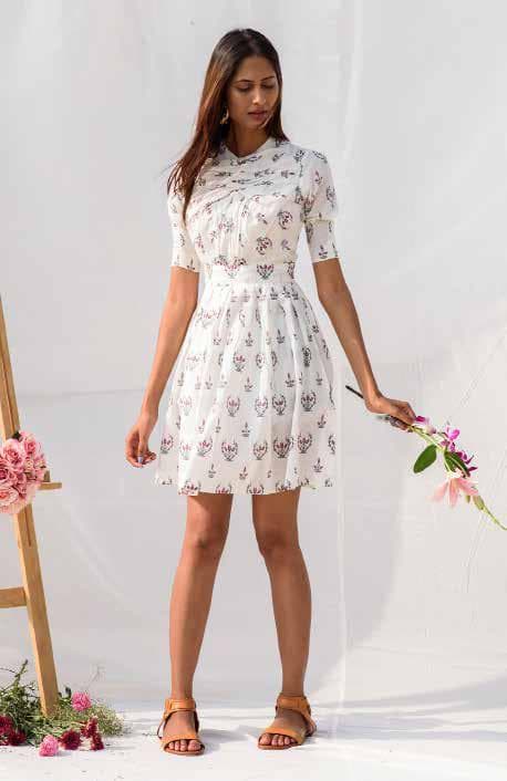 Fitted Bottom Flare White Dress.