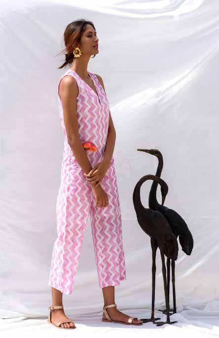 Zigzag Print Jumpsuit.