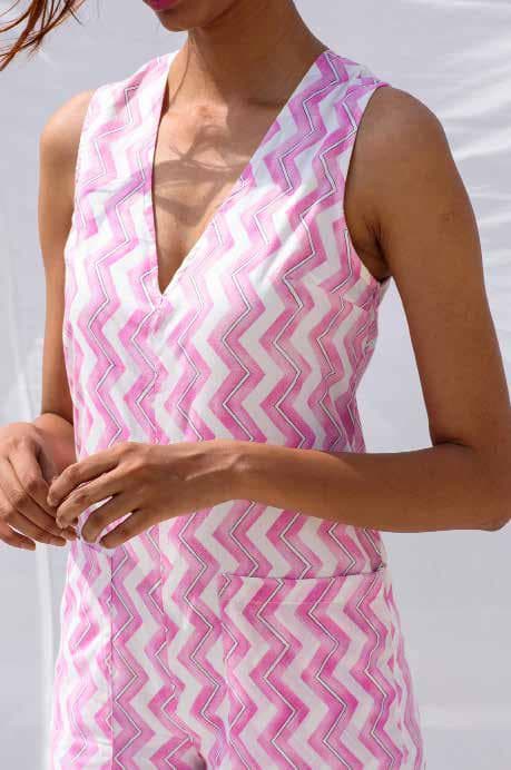 Zigzag Print Jumpsuit.