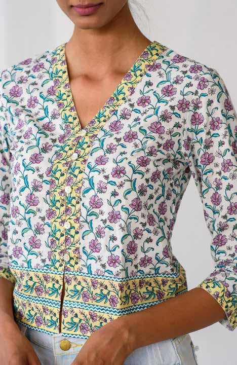 Top With All over Print & Border Design.