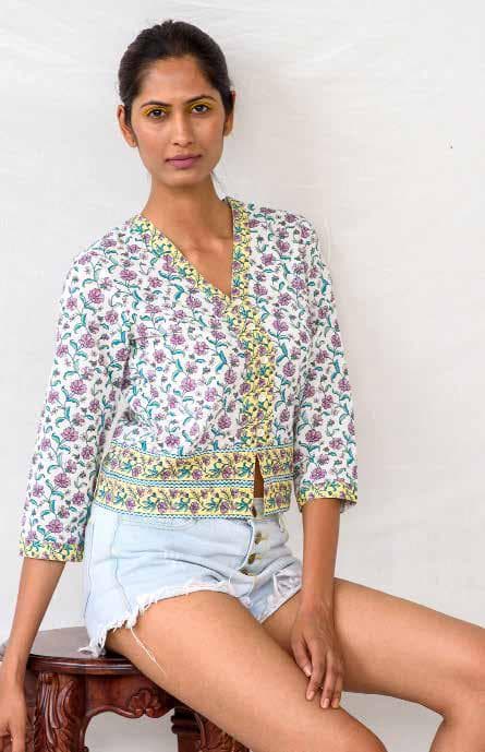 Top With All over Print & Border Design.