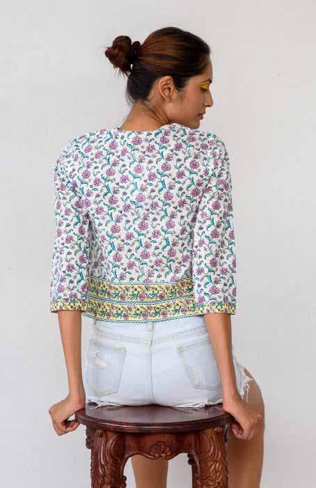 Top With All over Print & Border Design.