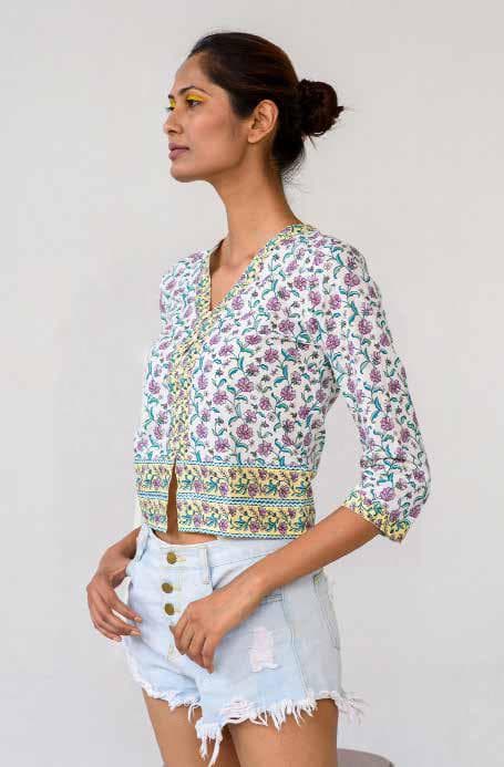 Top With All over Print & Border Design.
