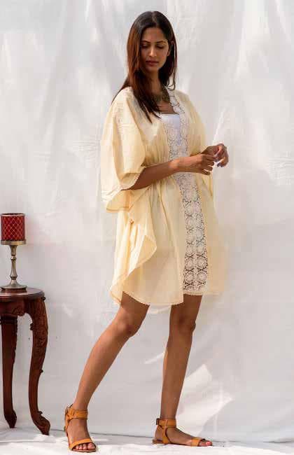 Lace Insert Kimono Dress.