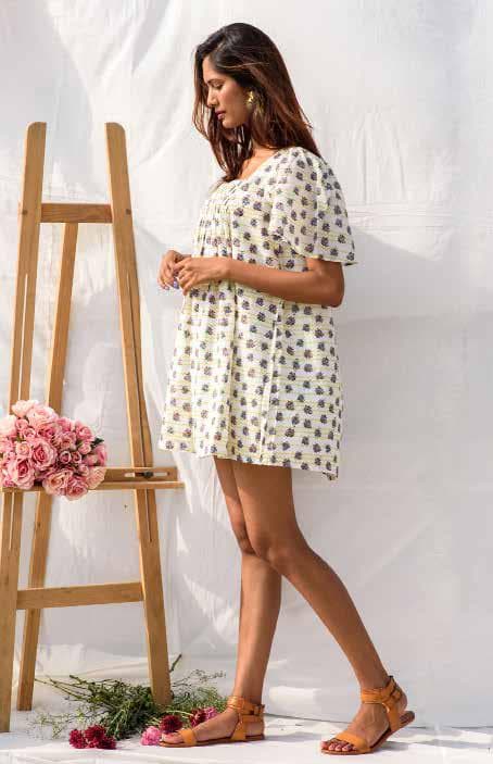 Front Neck Smocked Short Dress.