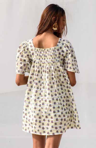 Front Neck Smocked Short Dress.