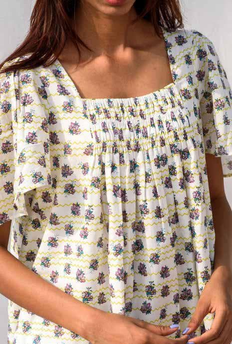 Front Neck Smocked Short Dress.
