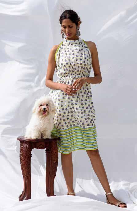 Print Co-ordinated Sleeves Less Dress.