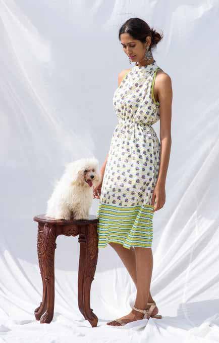 Print Co-ordinated Sleeves Less Dress.
