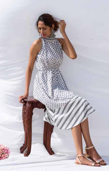 Sleeveless Dress With Co-Ordinate  Prints