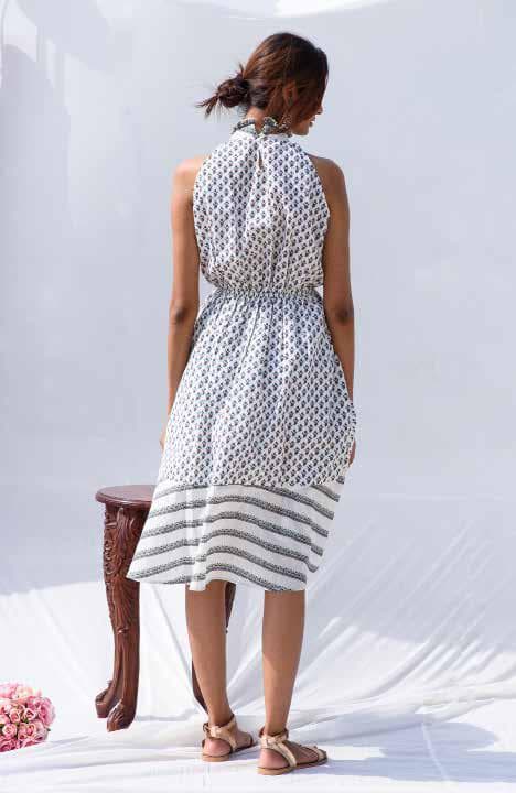 Sleeveless Dress With Co-Ordinate  Prints