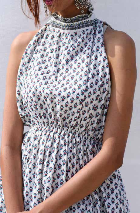 Sleeveless Dress With Co-Ordinate  Prints