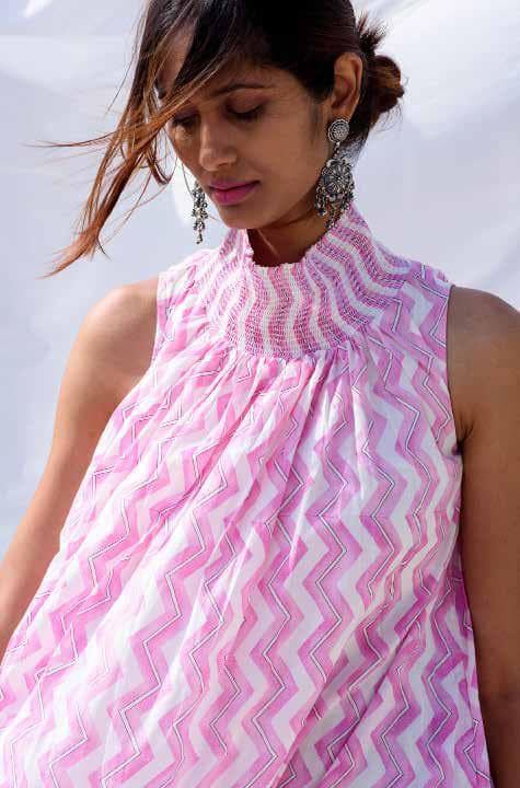 Printed Long Dress With Flared Hem