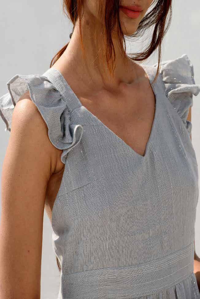 RUFFLED CAP SLEEVELESS LONG ELEGANT DRESS.