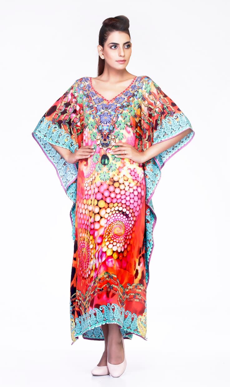 FRENCH CREPE LONG LENGTH PRINTED CAFTAN