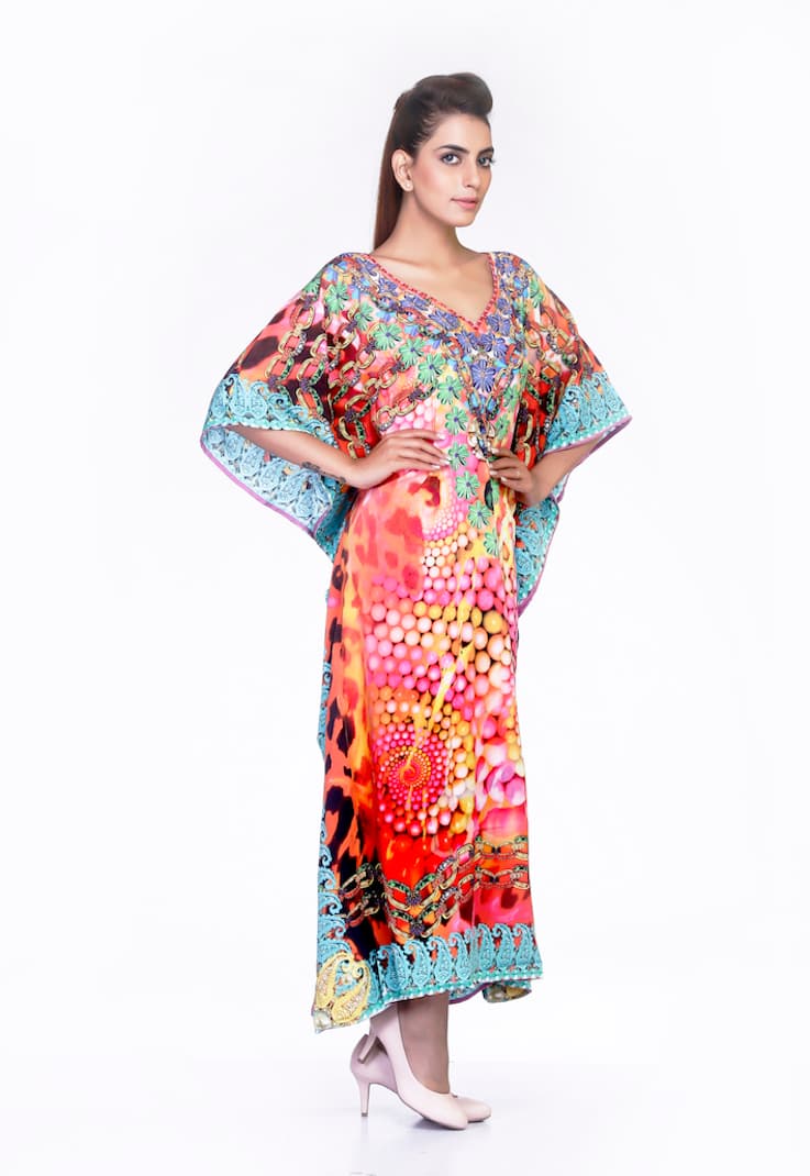 FRENCH CREPE LONG LENGTH PRINTED CAFTAN