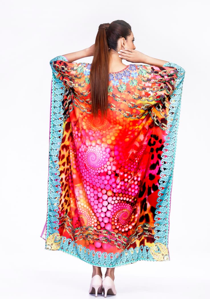 FRENCH CREPE LONG LENGTH PRINTED CAFTAN