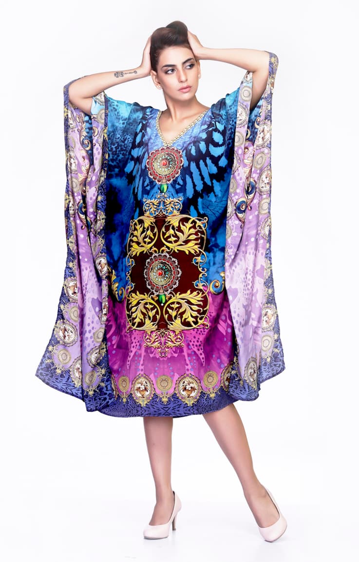 BLUE COLOR DIGITAL PRINTED CAFTAN