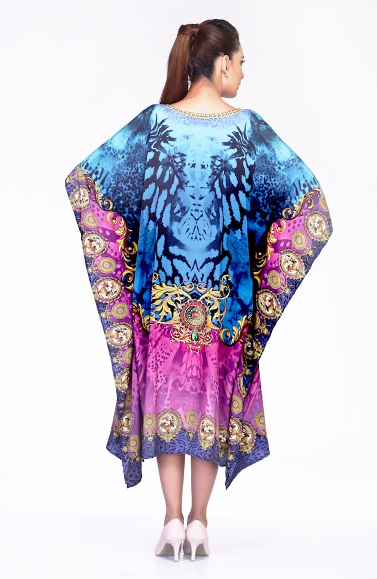 BLUE COLOR DIGITAL PRINTED CAFTAN
