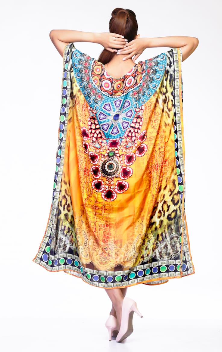 V NECK DIGITAL PRINTED CAFTAN