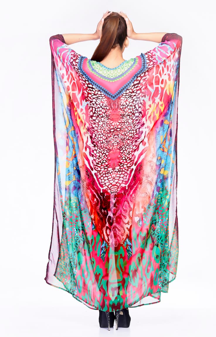 MULTI COLOR LONG LENGTH DIGITAL PRINTED CAFTAN