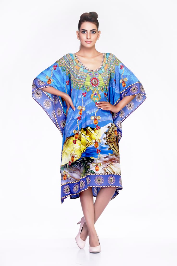 BLUE COLOR DIGITAL PRINTED CAFTAN