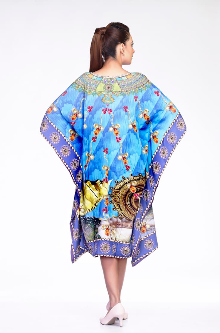 BLUE COLOR DIGITAL PRINTED CAFTAN