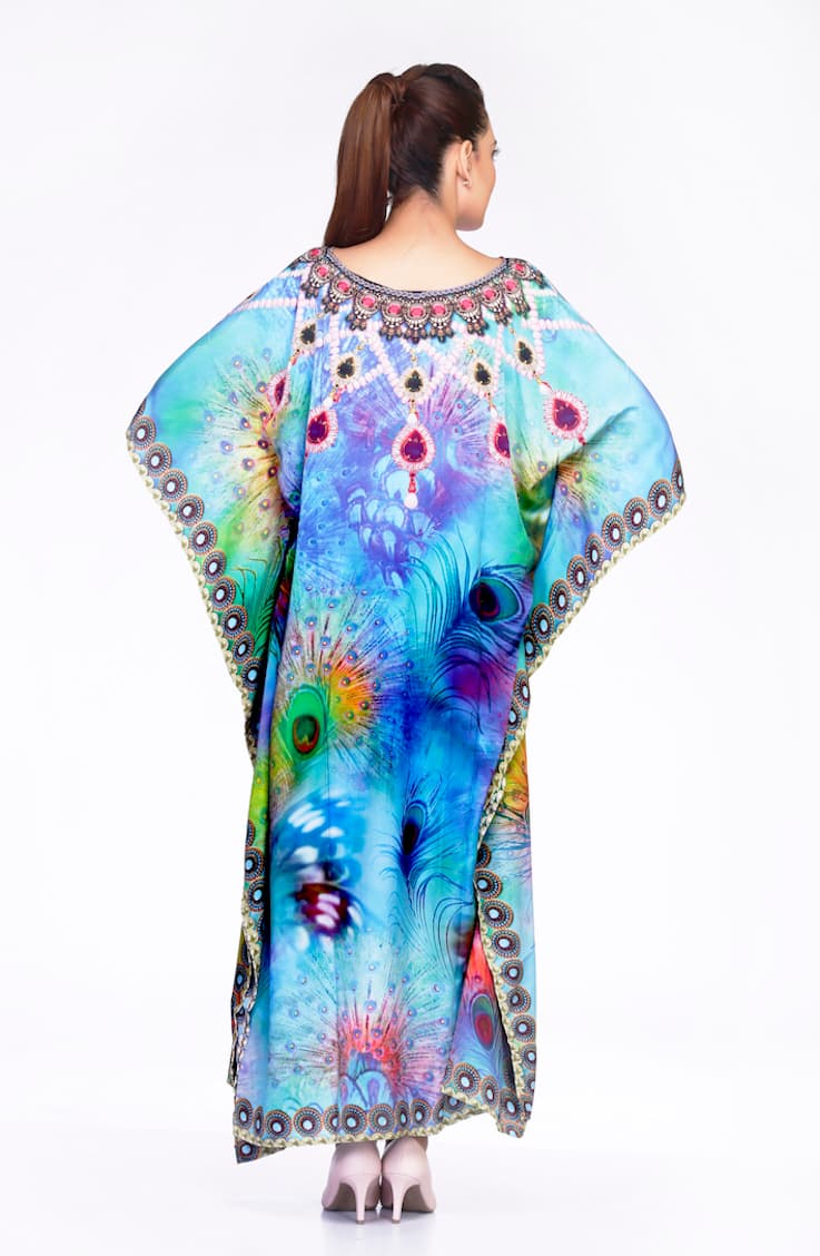 SKY BLUE COLOR DIGITAL PRINTED CAFTAN