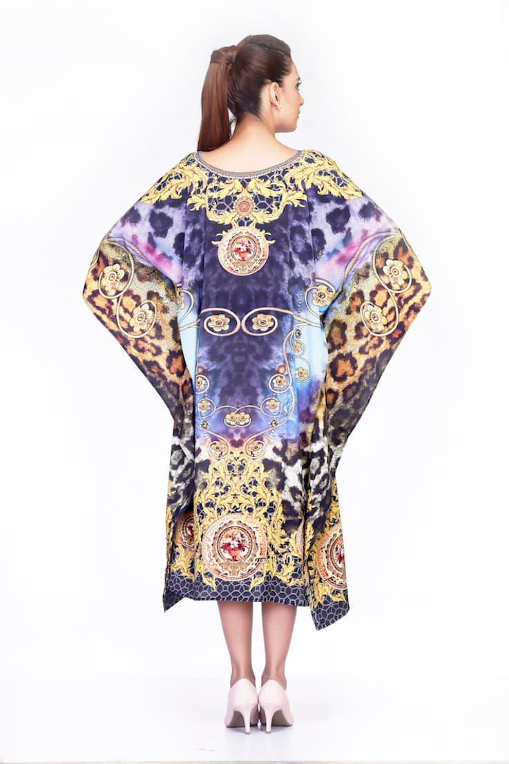 DIGITAL PRINTED V NECK CAFTAN